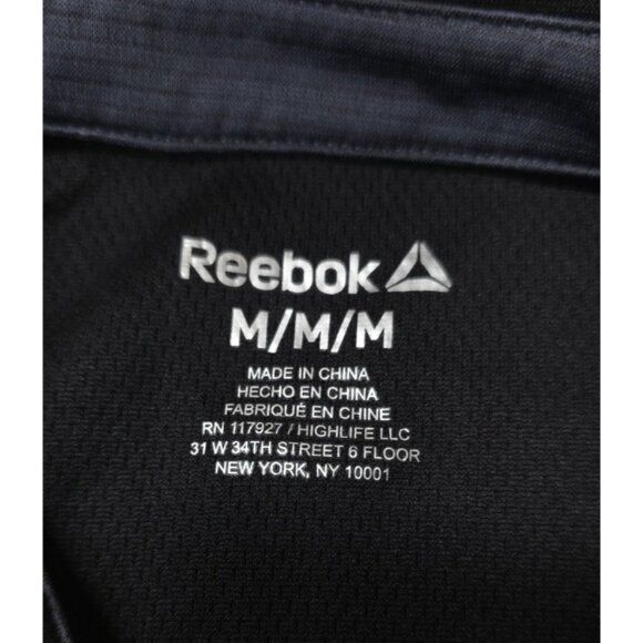 Reebok Mens Medium Dark Blue Perforated Short Sleeve Logo Golf Polo Shirt - Picture 11 of 12